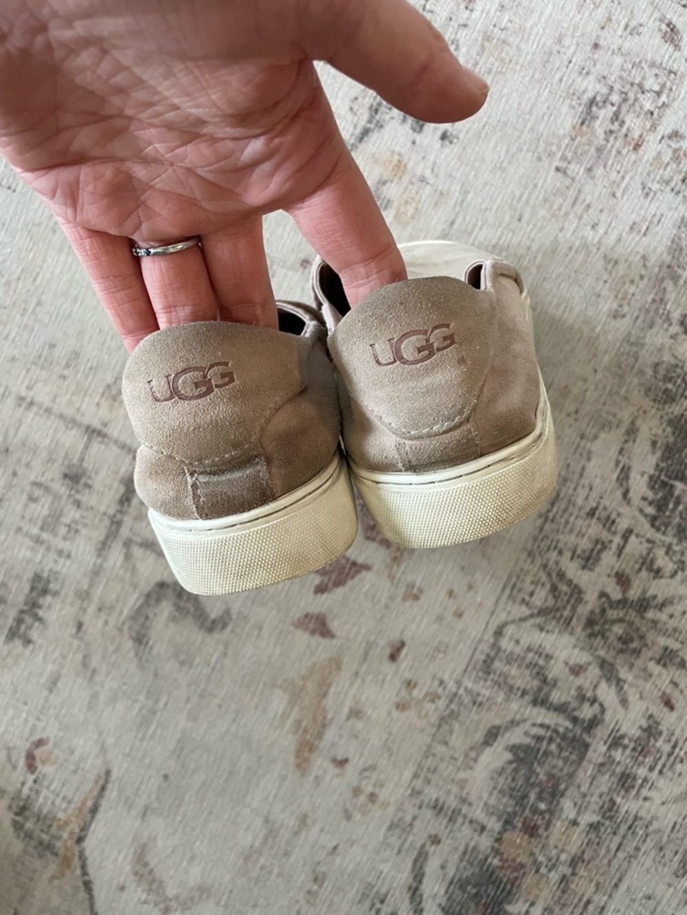 UGG Beige Slip-On Suede Sneakers
